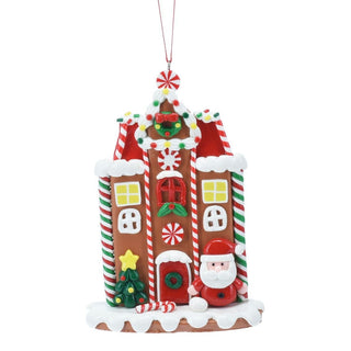 Gingerbread House Christmas Bauble | Candy Cane House Tree Ornament - 11cm