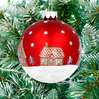 Gingerbread House Red Christmas Bauble | Christmas Tree Hanging Ornament - 8cm