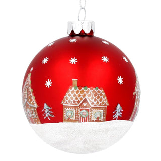 Gingerbread House Red Christmas Bauble | Christmas Tree Hanging Ornament - 8cm