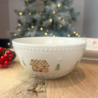 Gingerbread House Stoneware Bowl | Festive Christmas Snack Nibbles Bowl - 12cm