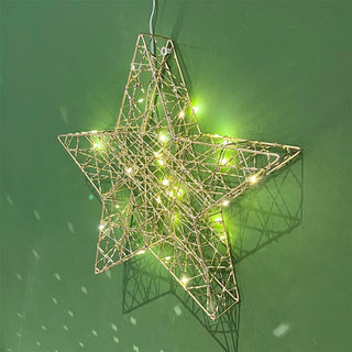 Gold Christmas Star Light | Gold Wire LED Standing Star Decoration - 30cm