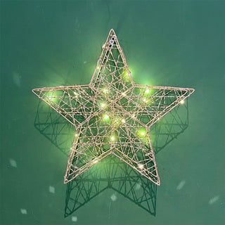 Gold Christmas Star Light | Gold Wire LED Standing Star Decoration - 30cm