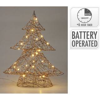 Gold Christmas Tree Light | Gold Wire LED Standing Tree Decoration - 30cm