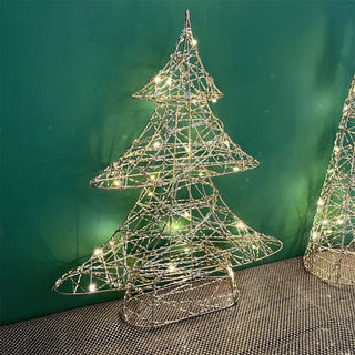 Gold Christmas Tree Light | Gold Wire LED Standing Tree Decoration - 30cm