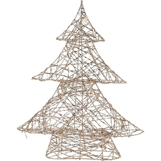 Gold Christmas Tree Light | Gold Wire LED Standing Tree Decoration - 30cm