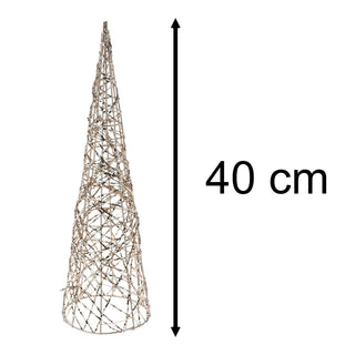 Gold Cone LED Christmas Tree | Warm White LED Pre - Lit Tree with Timer - 40cm