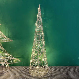 Gold Cone LED Christmas Tree | Warm White LED Pre - Lit Tree with Timer - 40cm