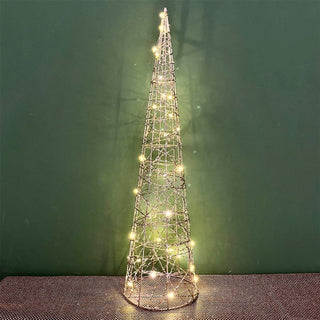 Gold Cone LED Christmas Tree | Warm White Pre - lit Light - Up Tree Cone - 60cm