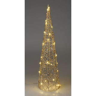 Gold Cone LED Christmas Tree | Warm White Pre - lit Light - Up Tree Cone - 60cm