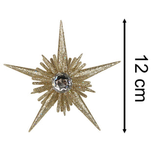 Gold Diamante Star Bauble | 3D Gold Glitter Star Christmas Tree Ornament - 12cm