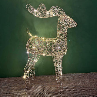 Gold LED Reindeer | Light - up Christmas Ornament in Gold Metal Wire - 40cm