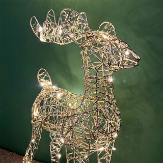 Gold LED Reindeer | Light - up Christmas Ornament in Gold Metal Wire - 40cm