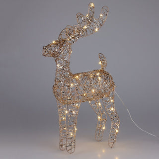 Gold LED Reindeer | Light - up Christmas Ornament in Gold Metal Wire - 40cm