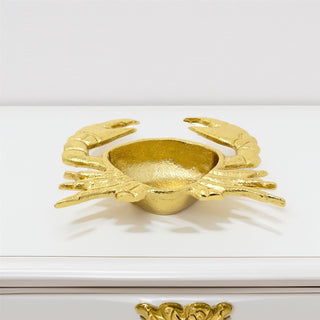 Gold Metal Crab Trinket Dish | Nautical Jewellery Tray & Storage Bowl - 18cm