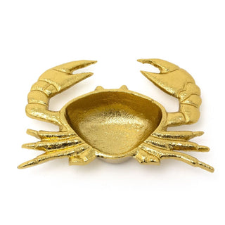 Gold Metal Crab Trinket Dish | Nautical Jewellery Tray & Storage Bowl - 18cm