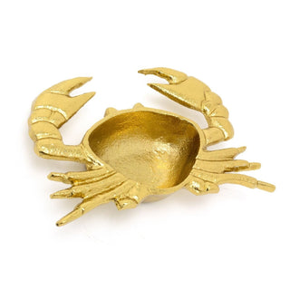 Gold Metal Crab Trinket Dish | Nautical Jewellery Tray & Storage Bowl - 18cm