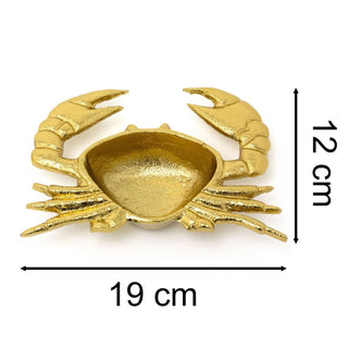 Gold Metal Crab Trinket Dish | Nautical Jewellery Tray & Storage Bowl - 18cm