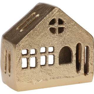 Gold Metal House Shaped Tealight Candle Holder | Christmas Tea Light House