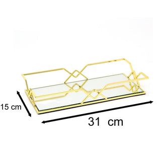 Gold Metal Mirrored Vanity Tray For Perfume And Candles | Glass Mirror Tray 31cm