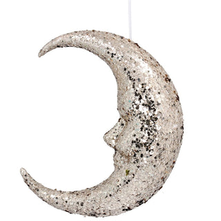 Gold Sparkling Moon Hanging Decoration | Glitter Crescent Moon Ornament - 24cm