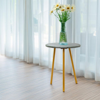 Green Marble Side Table | Modern Round Green & Gold Accent End Table - 35x45cm