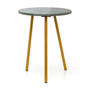 Green Marble Side Table | Modern Round Green & Gold Accent End Table - 35x45cm