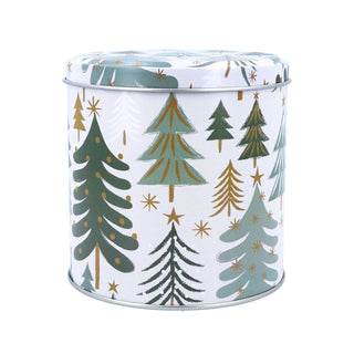 Green Trees Christmas Tin | Festive Chocolate Tin, Treat Storage Tin - 10x10cm