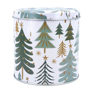 Green Trees Christmas Tin | Festive Chocolate Tin, Treat Storage Tin - 10x10cm