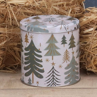 Green Trees Christmas Tin | Festive Chocolate Tin, Treat Storage Tin - 10x10cm