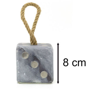 Grey Marble Dice Doorstop | Chunky Cube Indoor Weighted Dice Door Stop - 1.5kg