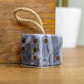 Grey Marble Dice Doorstop | Chunky Cube Indoor Weighted Dice Door Stop - 1.5kg