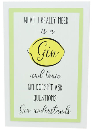 Hanging Wooden Gin And Tonic Quote Lemon Plaque ~ Gin Doesn't Ask Questions