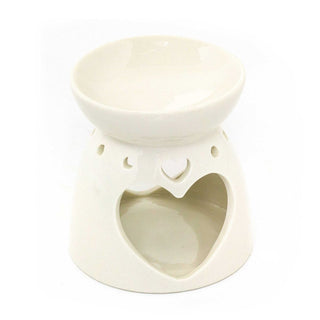 Heart Design White Ceramic Oil Burner | Wax Melt Tealight Fragrance Diffuser