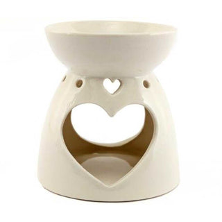 Heart Design White Ceramic Oil Burner | Wax Melt Tealight Fragrance Diffuser