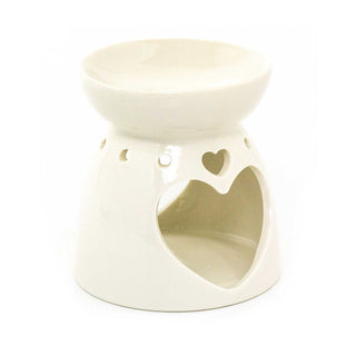 Heart Design White Ceramic Oil Burner | Wax Melt Tealight Fragrance Diffuser