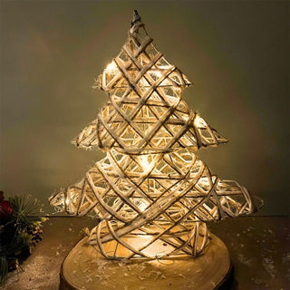 Illuminated Jute Christmas Tree with Glitter | Warm White LED Tree Light - 30cm