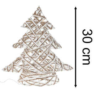 Illuminated Jute Christmas Tree with Glitter | Warm White LED Tree Light - 30cm