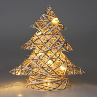 Illuminated Jute Christmas Tree with Glitter | Warm White LED Tree Light - 30cm