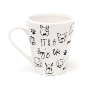 It's A Dog Life White Ceramic Coffee Mug | Novelty Puppy Canine Tea Cup | Hot Drinks Mugs Cups Dog Lover Gift