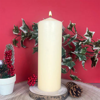 Ivory Church Pillar Candle | Unscented Decorative Cream Pillar Candle - 24cm