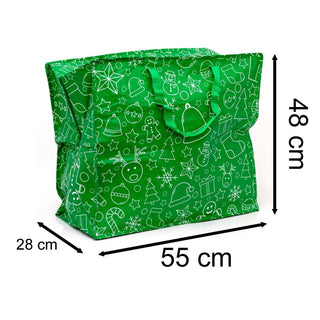 Large Green Christmas Bag | Christmas Grocery Bag Christmas Tote Bag - 48x55cm