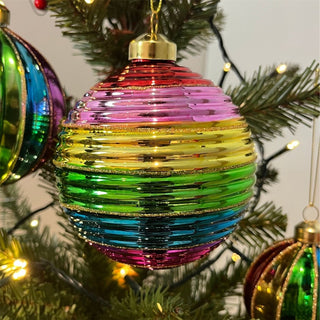 Large Rainbow Christmas Bauble | Multicoloured Christmas Tree Ornament - 10cm