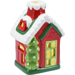 LED Ceramic Christmas House | Light Up House Christmas Village Ornament - 15cm