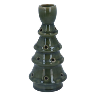 LED Christmas Tree Candlestick | Light - up Green Ceramic Christmas Candle Holder