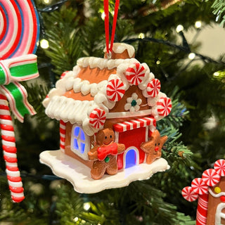 LED Gingerbread House Christmas Bauble | Light - Up House Tree Ornament - 7cm