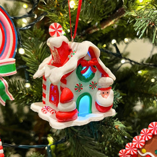 LED Gingerbread House Christmas Bauble | Light - Up House Tree Ornament - 7cm