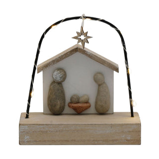 LED Pebble Nativity Set Decoration | Mini Light - up Nativity Scene Ornament 15cm