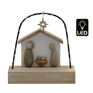 LED Pebble Nativity Set Decoration | Mini Light - up Nativity Scene Ornament 15cm