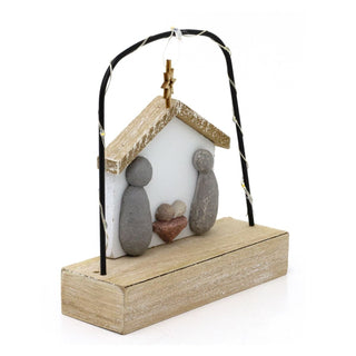 LED Pebble Nativity Set Decoration | Mini Light - up Nativity Scene Ornament 15cm