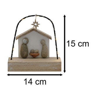 LED Pebble Nativity Set Decoration | Mini Light - up Nativity Scene Ornament 15cm